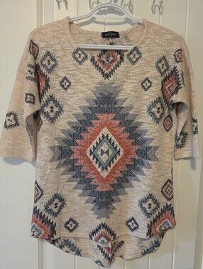 Eclipse Aztec Print Lightweight Knit Top